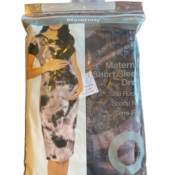 Time & Tru Maternity Short Sleeve Tie Dye Dress - Picture 2 of 5